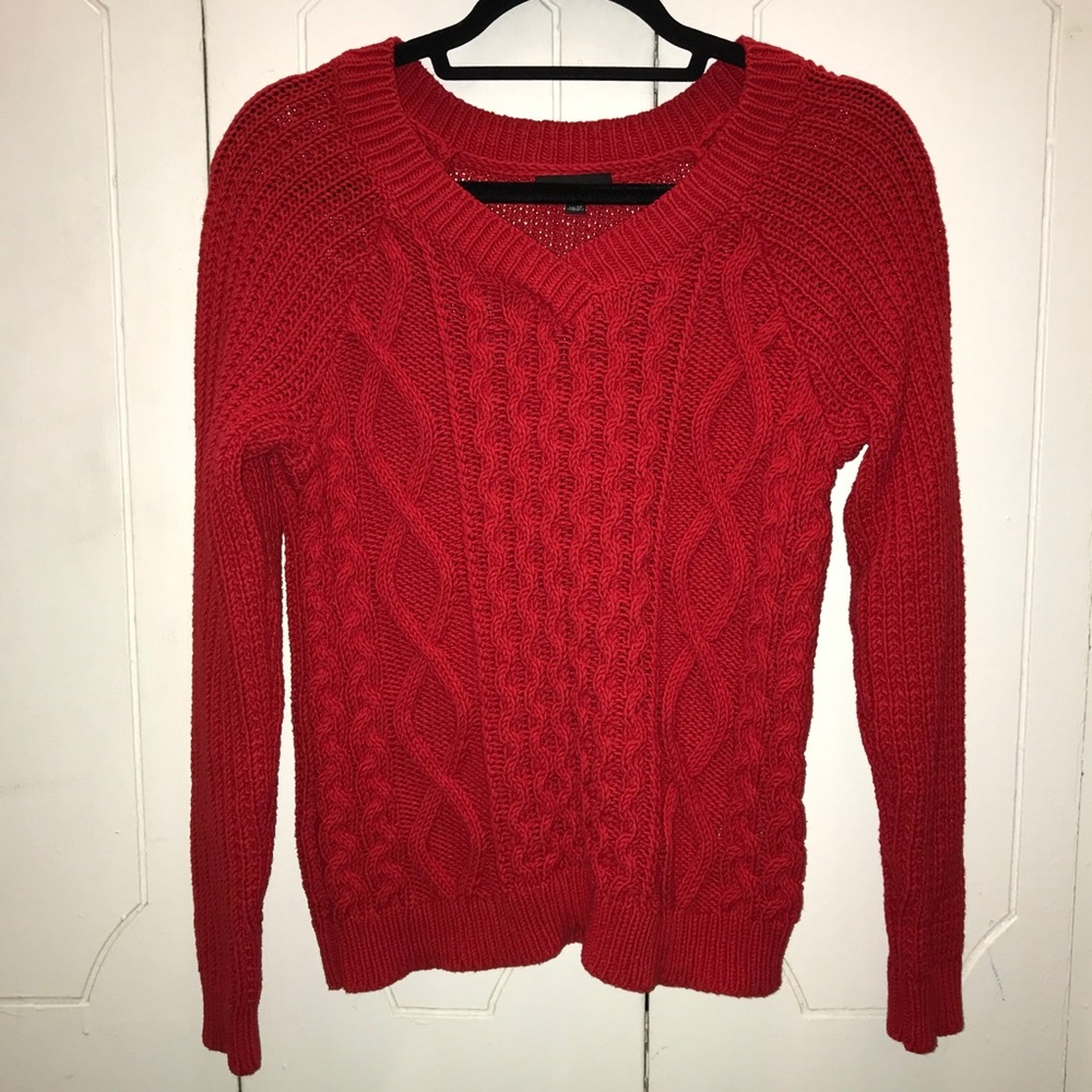 Lord and Taylor Cable-knit Red Sweater